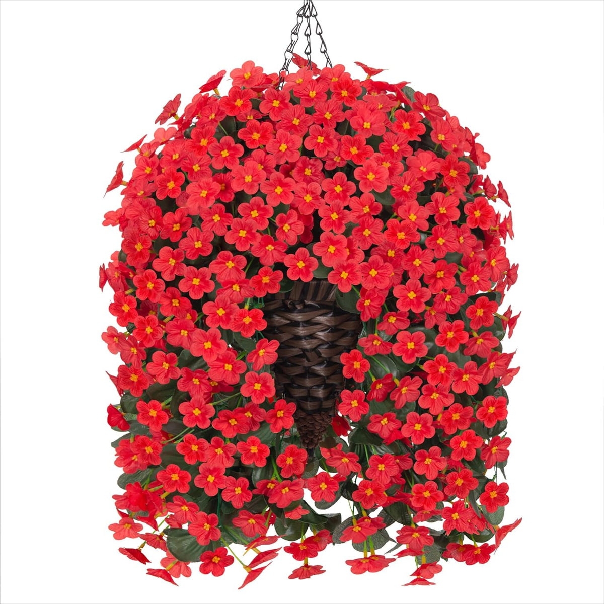 HyeFlora Artificial Faux Hanging Flowers Plants Basket for Outdoor Outside Porch Decoration, UV Resistant Fake Silk Purple Morning Glory Trailing Vines Realistic for Summer Home Balcony Yard Patio