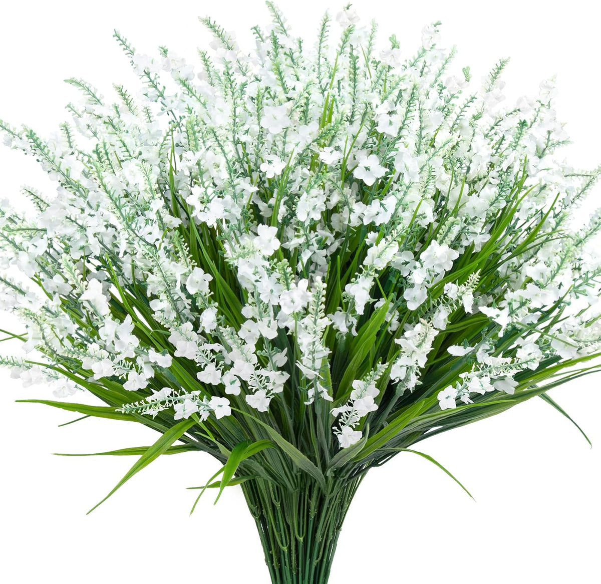20 Bundles Artificial Lavender Flowers for Outdoors Fake Silk Flowers Faux Plants UV Resistant for Indoor Outside Spring Porch Garden Window Table Box Office Home Decorations, Deep Purple