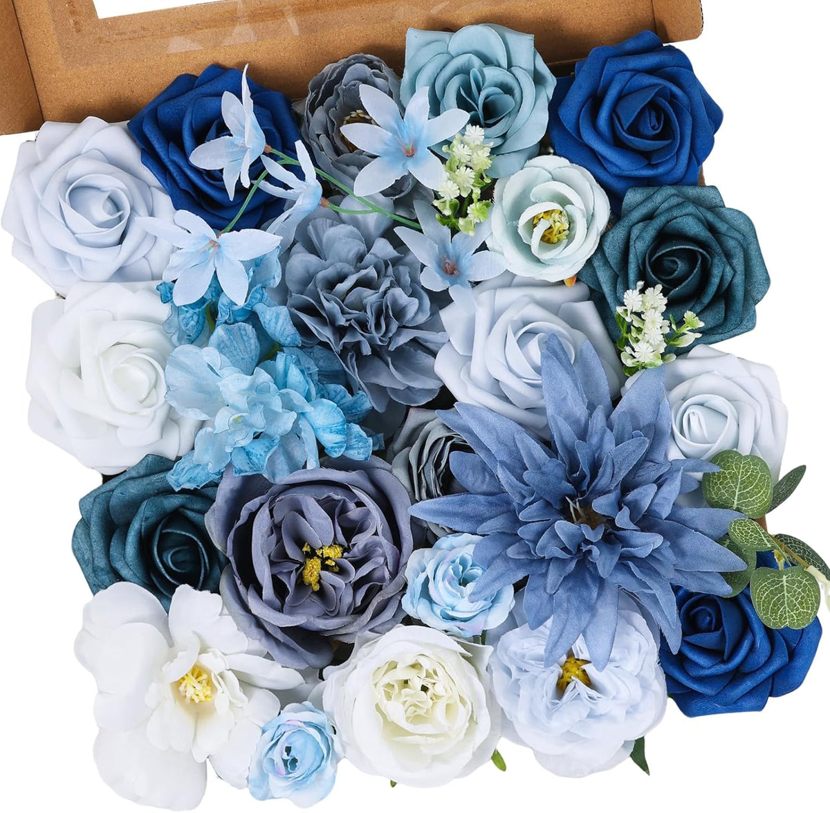 Artificial Flowers Combo Pink Roses with Stems Bouquets Box Set Bridal Wedding Shower Decorations Fake Floral for Party Table Centerpieces Home Decor