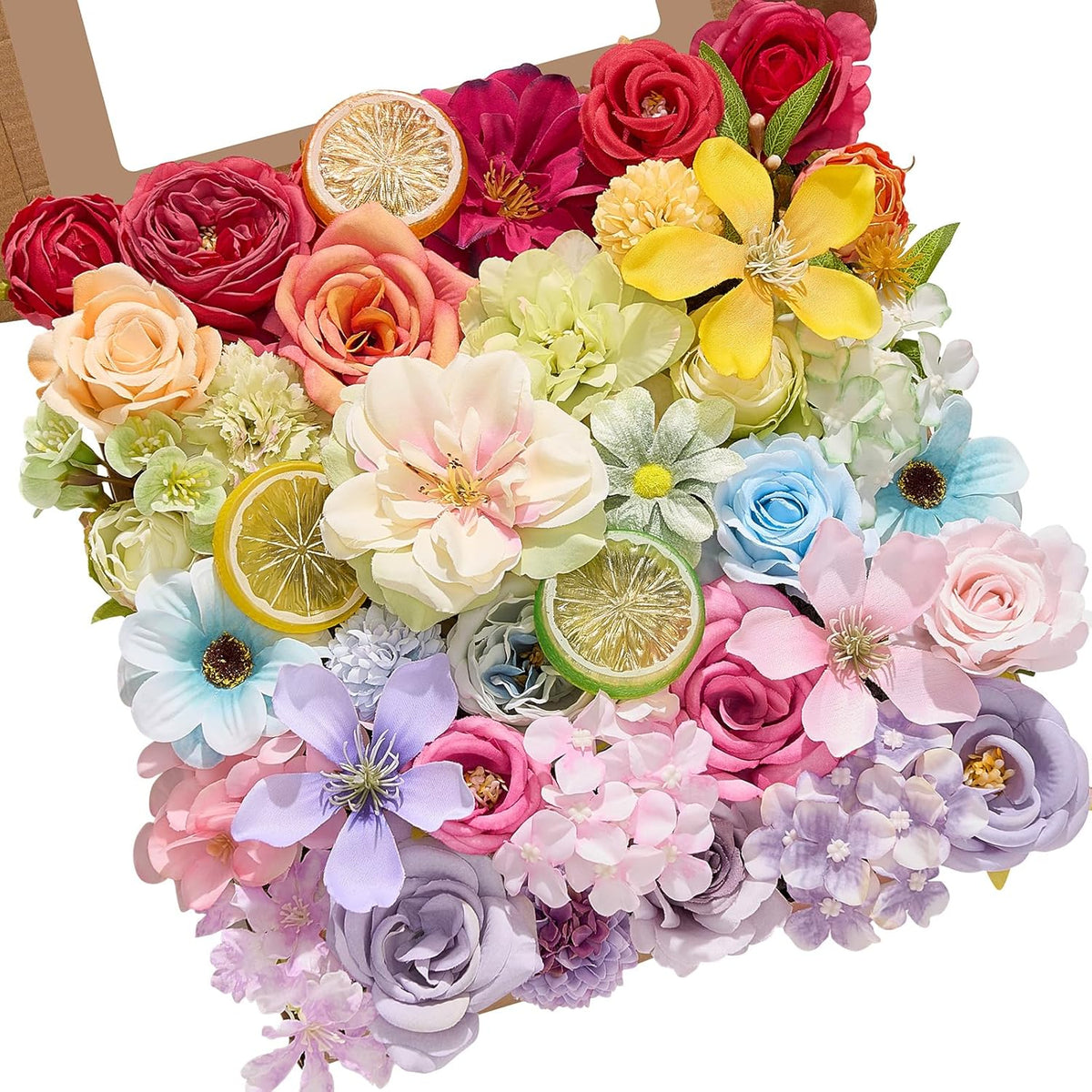 Alecono Artificial Flowers, Pink Fake Flowers Combo Box with Stems for DIY Wedding Bridal Bouquets, Cake Party Table Centerpieces Home Decor