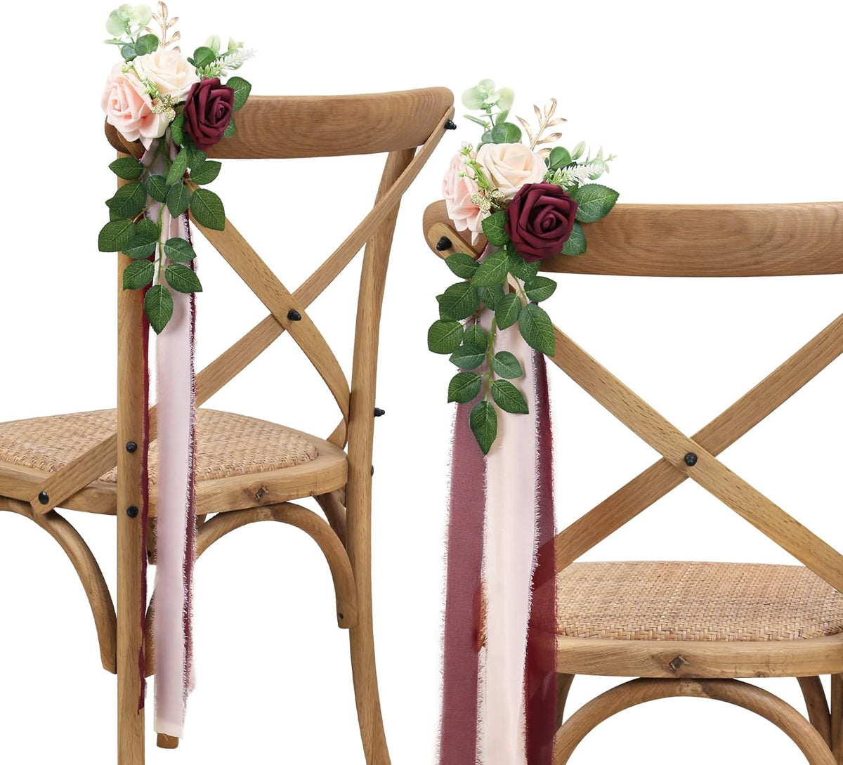 Lifelike White Wedding Pew Eucalyptus Home Decor Bundle