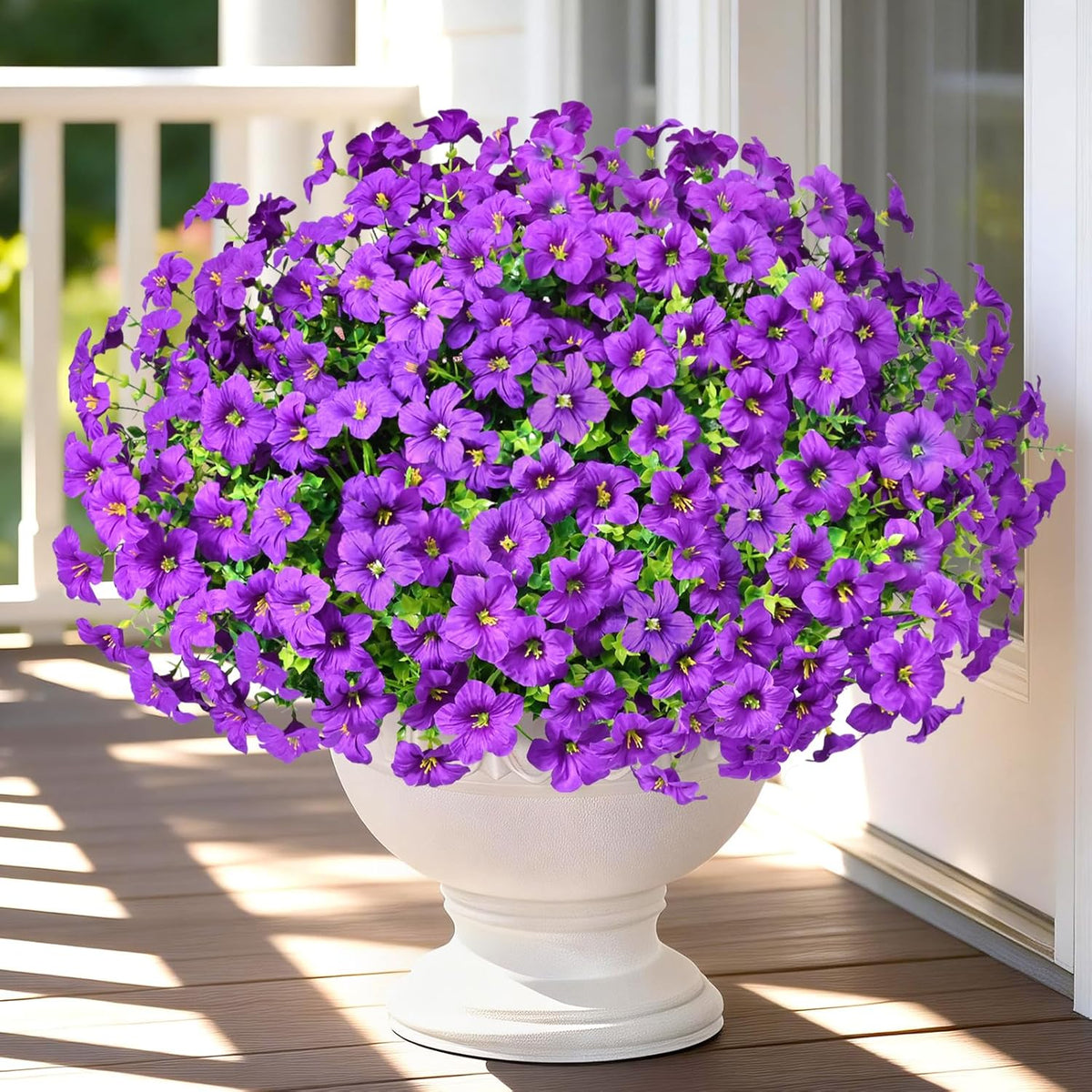 Yastouay Artificial Flowers for Outdoors, 12 Bundles Fake Outdoor Flowers, UV Resistant Artificial Flowers for Decoration, White Realistic Morning Glory Fake Plants for Porch Patio Garden Decor