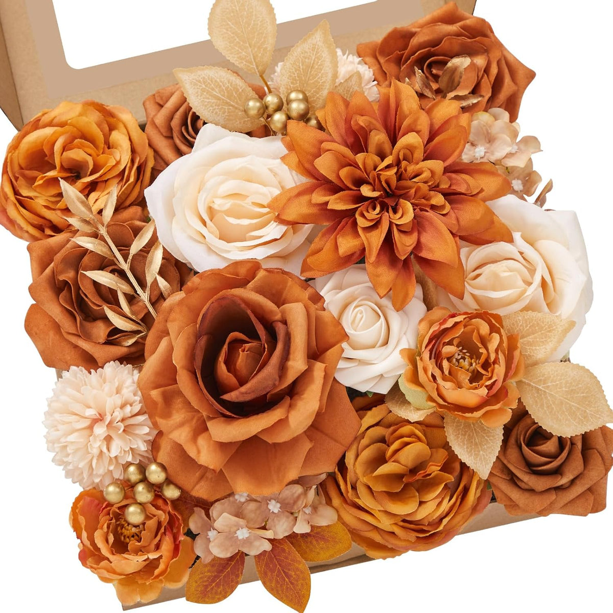 Alecono Artificial Flowers, Pink Fake Flowers Combo Box with Stems for DIY Wedding Bridal Bouquets, Cake Party Table Centerpieces Home Decor
