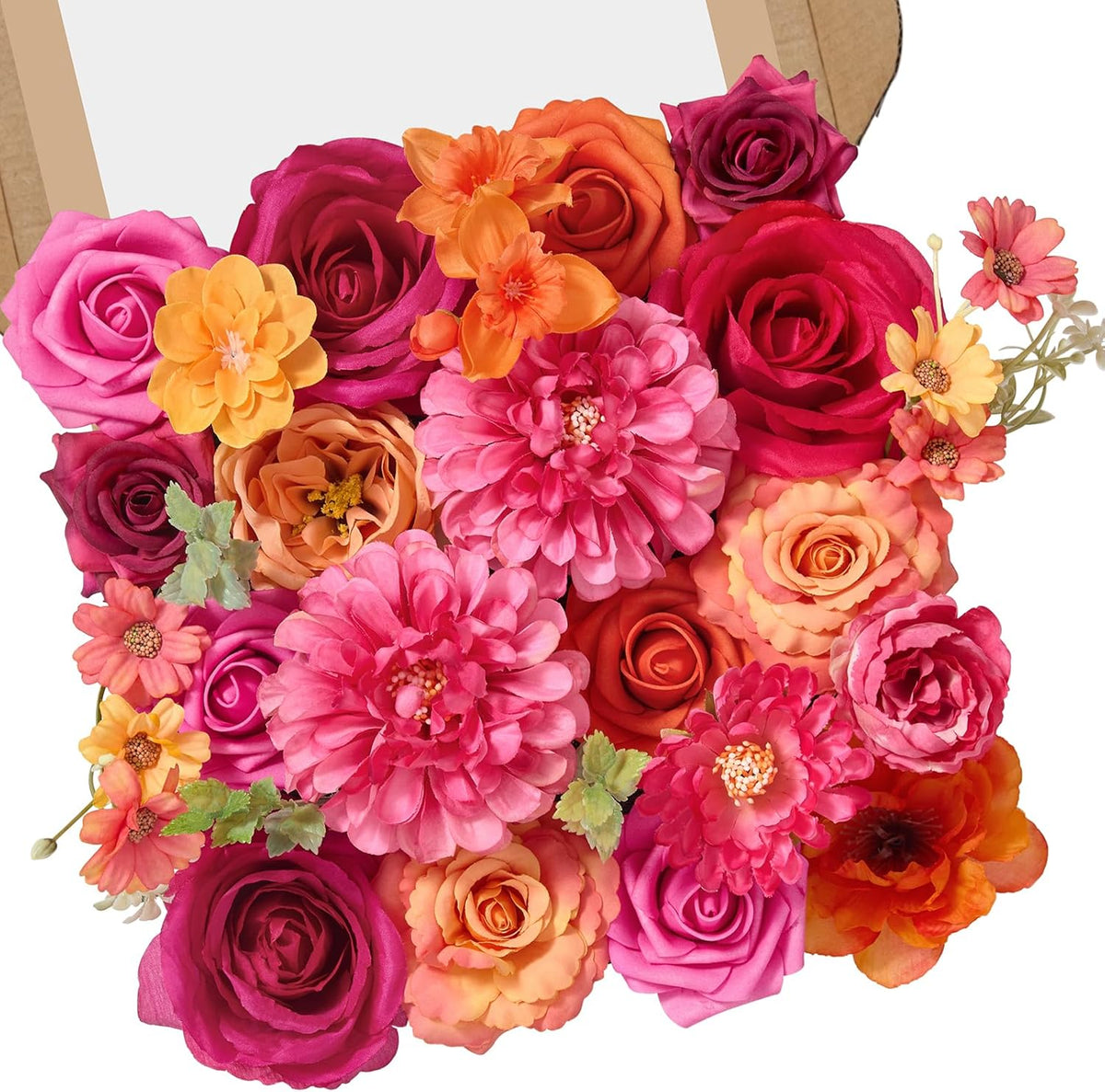 Alecono Artificial Flowers, Pink Fake Flowers Combo Box with Stems for DIY Wedding Bridal Bouquets, Cake Party Table Centerpieces Home Decor