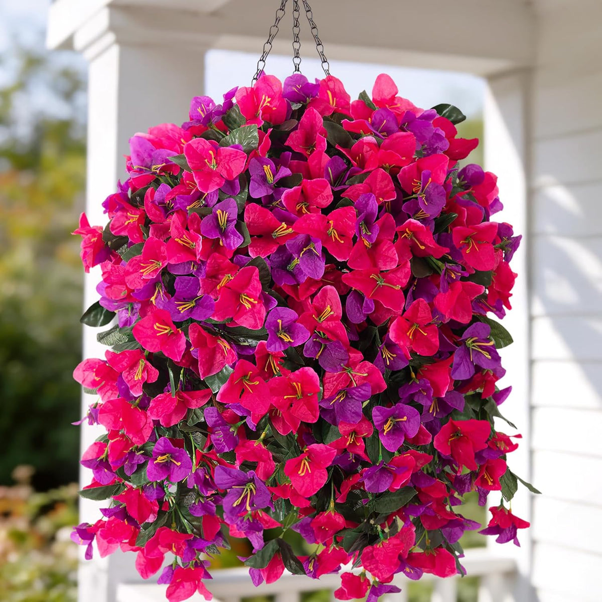 Fake Bougainvillea Artificial Flowers for Outdoors Decoration 2 pcs Faux Hanging Flowers Plants for Outdoor Planters UV Resistant Silk Bougainvillea Vines for Front Door Porch Urn Patio Garden