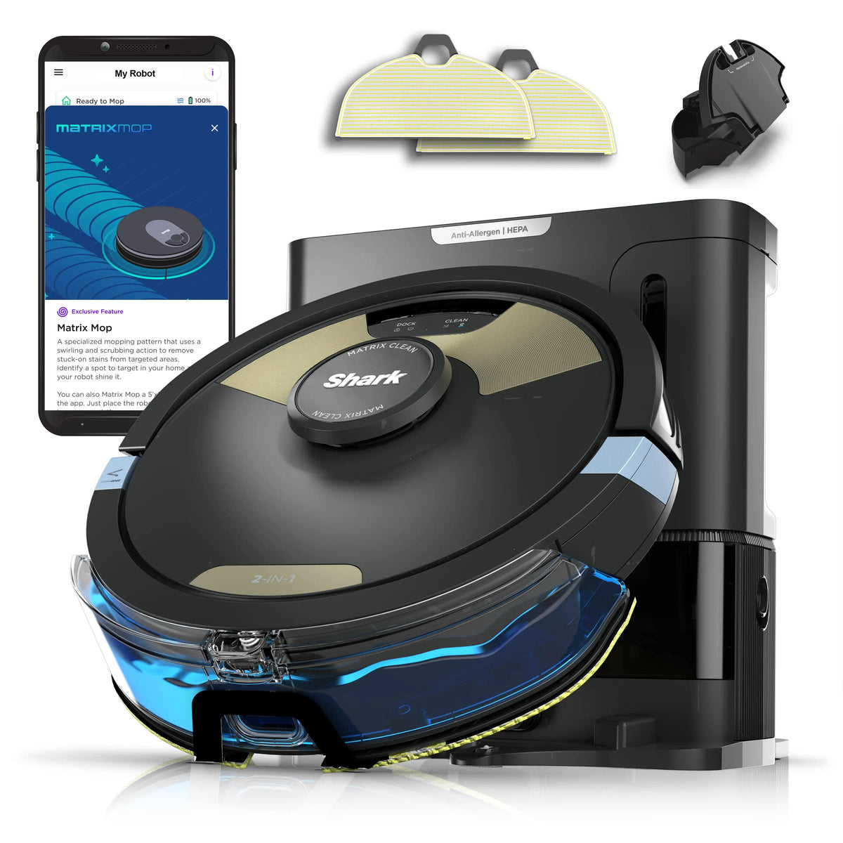 Advanced 2-In-1 Robot Vacuum and Mop with Self-Empty XL Base and Grid-Pattern Cleaning