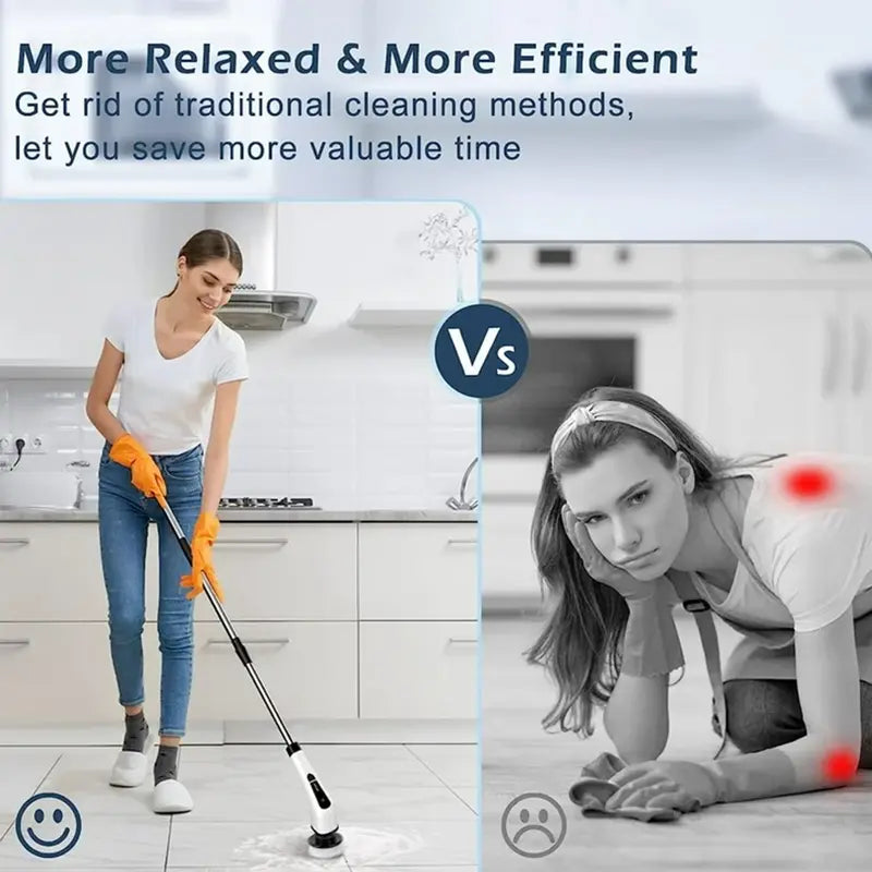Portable Cordless Electric Spin Scrubber - IPX7 Waterproof with 4 Replaceable Heads