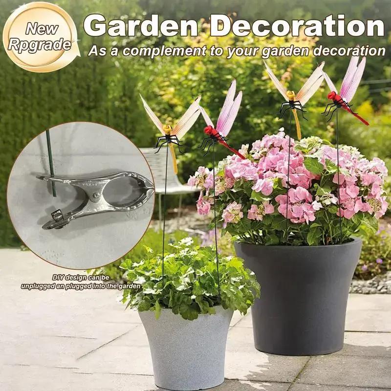 12pcs Eco-Friendly Plastic Dragonfly Clips - Realistic Garden Stakes & Pest Deterrent Decor