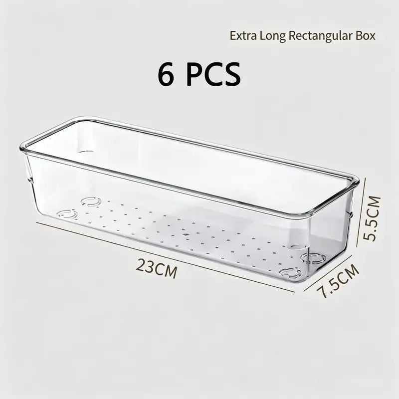 25 PCS Clear Plastic Drawer Organizer Set, 4 Sizes Versatile Storage Bins for Home and Office