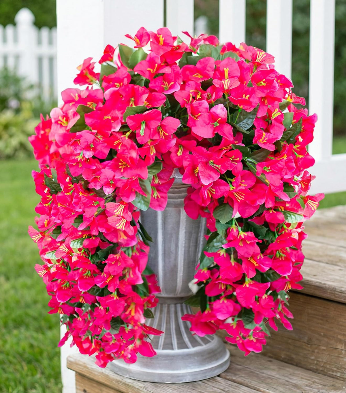 HyeFlora Bougainvillea Artificial Hanging Flowers Plants for Outdoors Decoration, 2pcs Fake Flowers Silk Bougainvillea Vines Realistic UV Resistant Faux Flowers for Outdoor Planters Porch Patio, Mix