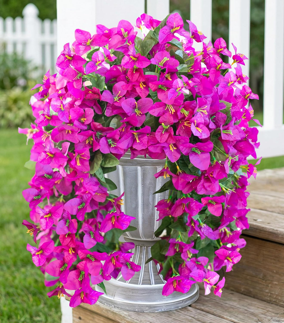 HyeFlora Bougainvillea Artificial Hanging Flowers Plants for Outdoors Decoration, 2pcs Fake Flowers Silk Bougainvillea Vines Realistic UV Resistant Faux Flowers for Outdoor Planters Porch Patio, Mix