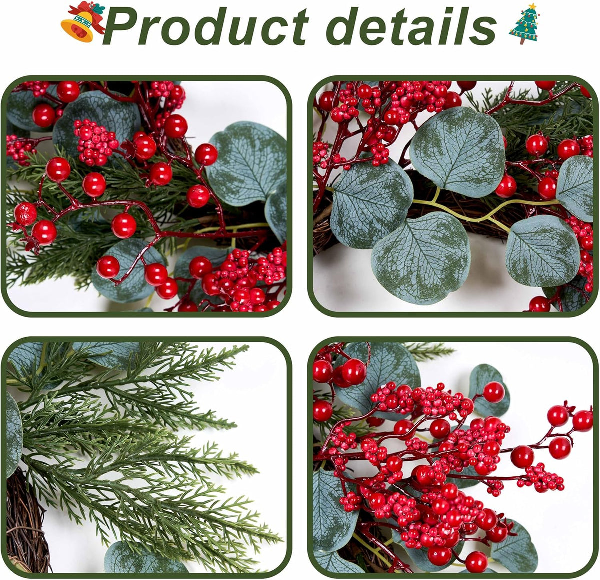 Lifelike Red Berry Wreath Decoration Holiday Decor Arrangement