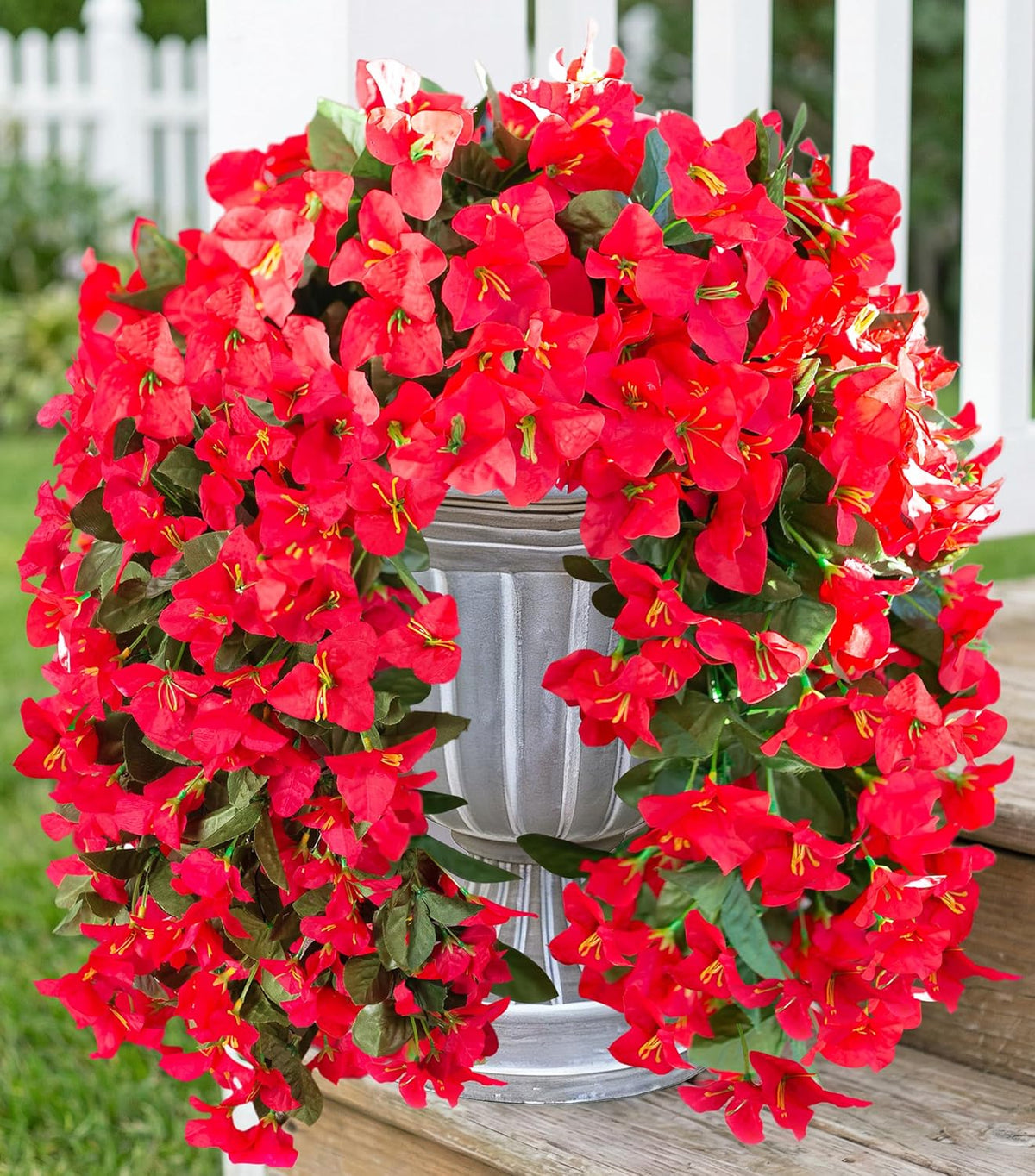 HyeFlora Bougainvillea Artificial Hanging Flowers Plants for Outdoors Decoration, 2pcs Fake Flowers Silk Bougainvillea Vines Realistic UV Resistant Faux Flowers for Outdoor Planters Porch Patio, Mix