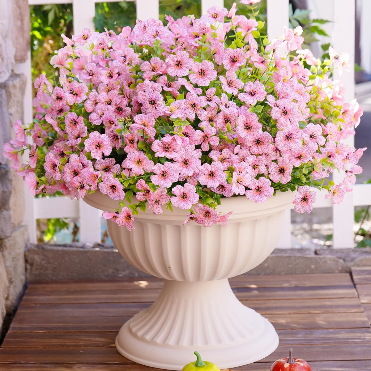 Artificial Faux Flowers Plants for Outdoors Outside Spring Summer Decoration,12 Bundles Silk Daisy Realistic Fake Flowers Plant Greenery UV Resistant for Planters Porch Patio Garden Home(6 Multicolor)