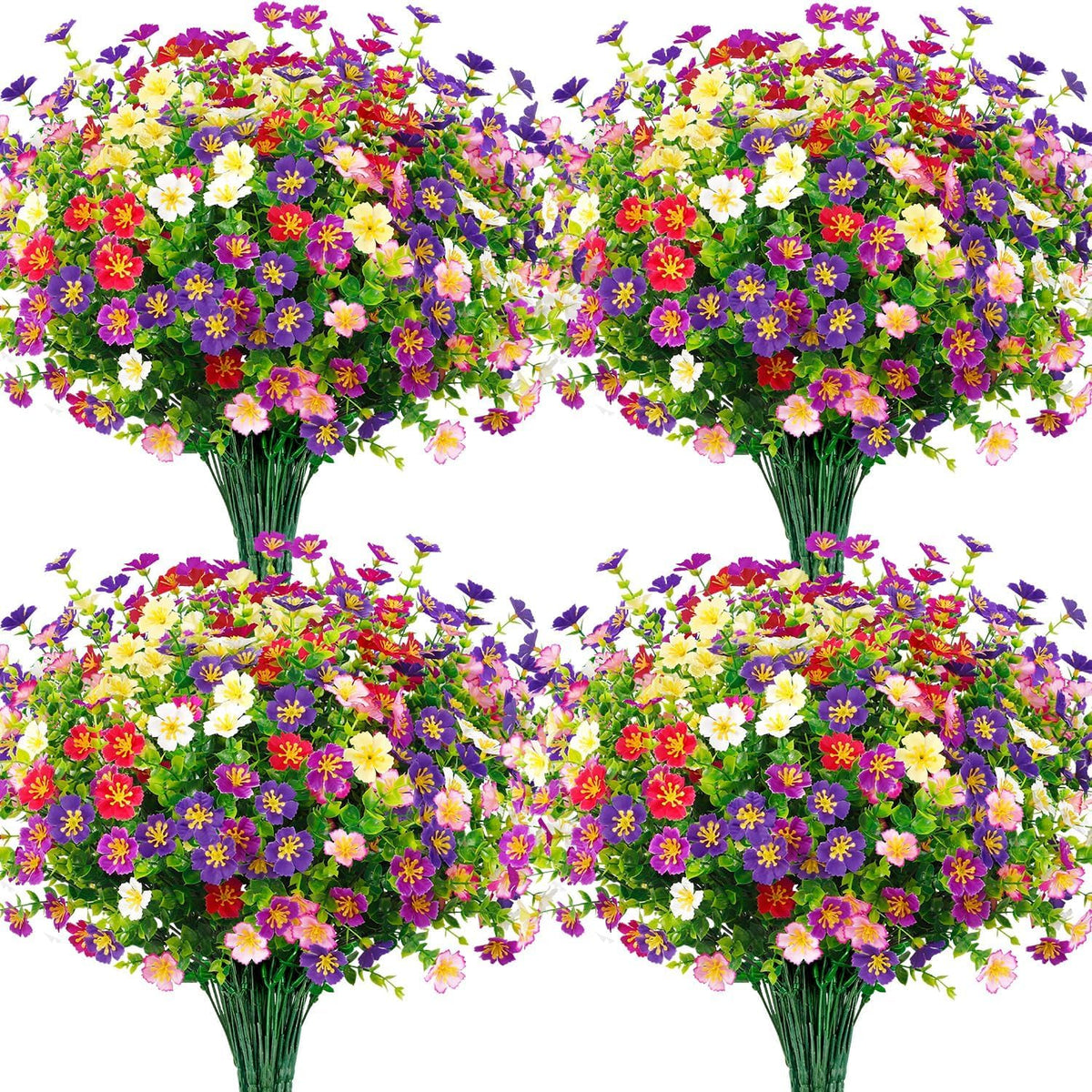 Ouddy Decor 24 Bundles Artificial Silk Flowers for Outdoors, Fake Plants Faux Greenery for Indoor Outside Garden Porch Window Hanging Planter Office Table Home Decor, Yellow