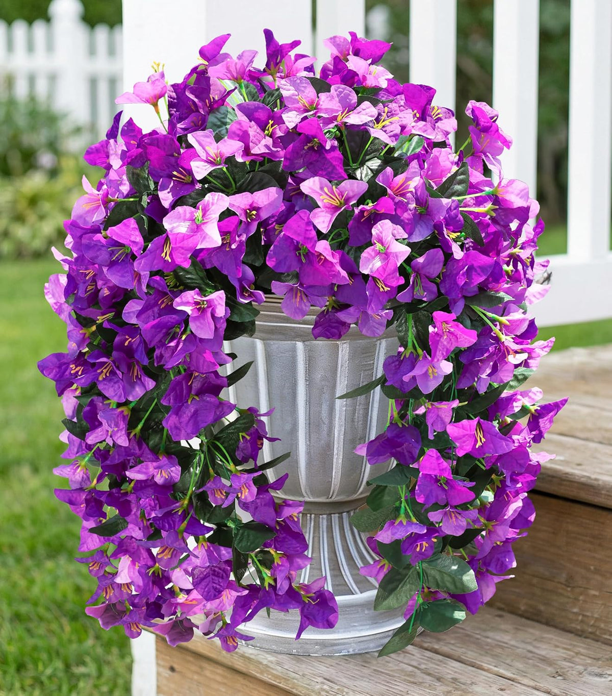 HyeFlora Bougainvillea Artificial Hanging Flowers Plants for Outdoors Decoration, 2pcs Fake Flowers Silk Bougainvillea Vines Realistic UV Resistant Faux Flowers for Outdoor Planters Porch Patio, Mix