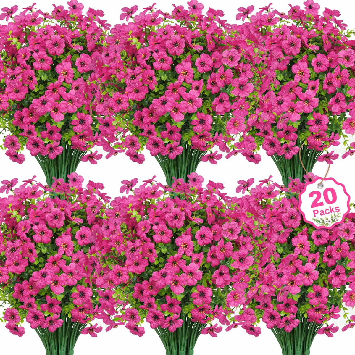 20 Bundles Artificial Flowers for Outdoors Decoration Fake Silk Flowers UV Resistant Faux Plants Artificial Daisy Eucalyptus for Spring Summer Garden Yard Porch Window Home Decor, Mixed
