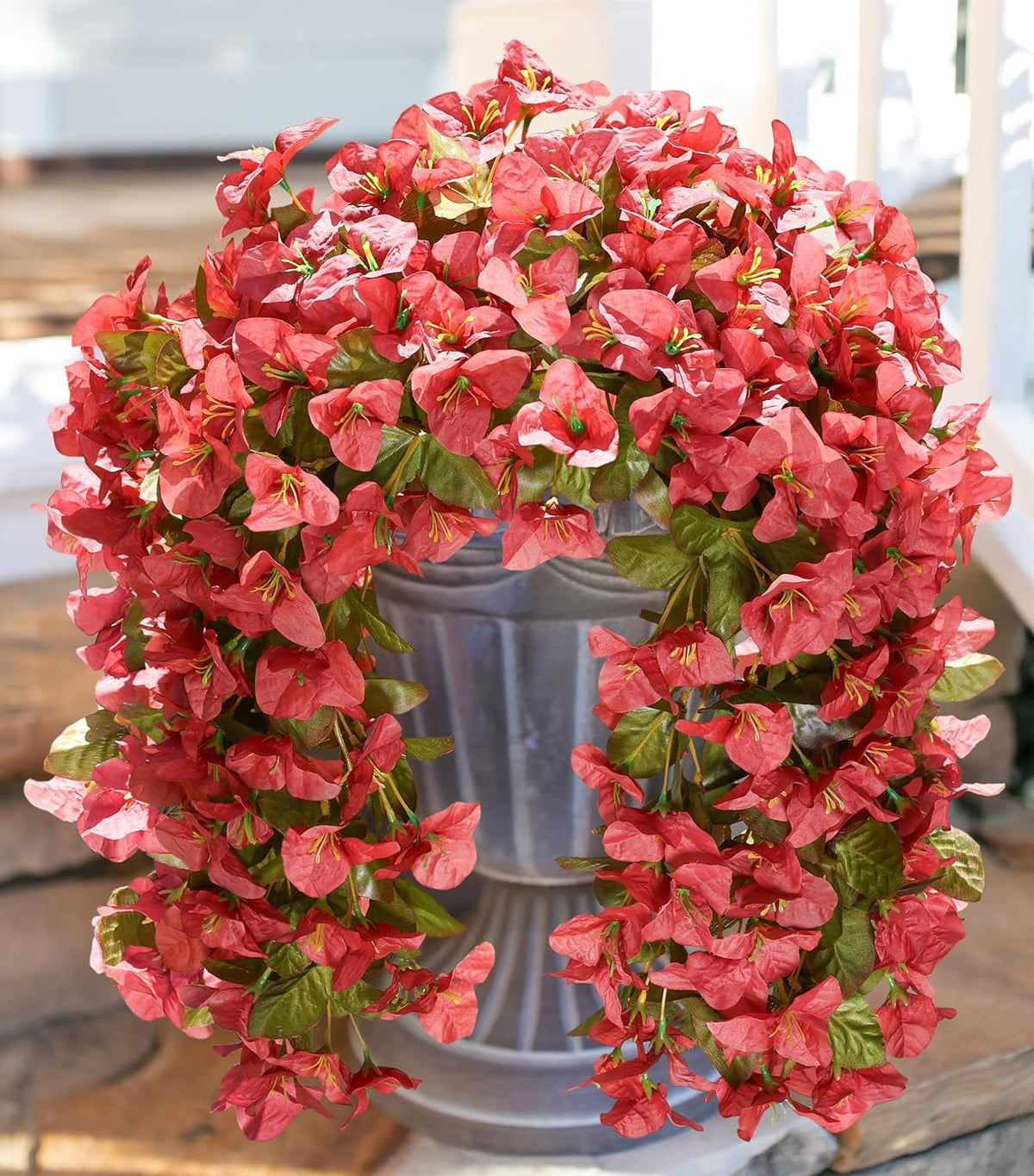 HyeFlora Bougainvillea Artificial Hanging Flowers Plants for Outdoors Decoration, 2pcs Fake Flowers Silk Bougainvillea Vines Realistic UV Resistant Faux Flowers for Outdoor Planters Porch Patio, Mix