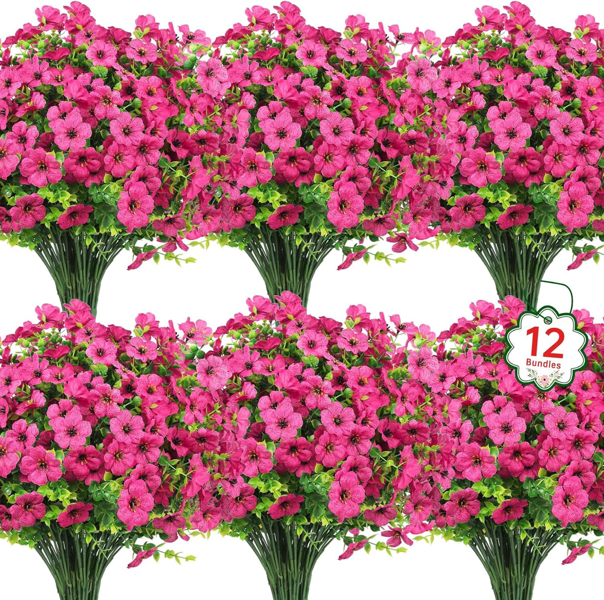 Ouddy Decor 24 Bundles Artificial Flowers for Outdoors Fake Silk Flowers UV Resistant Faux Plastic Plants for Spring Summer Garden Porch Window Box Table Vase Home Indoor Outdoor Decoration, Yellow