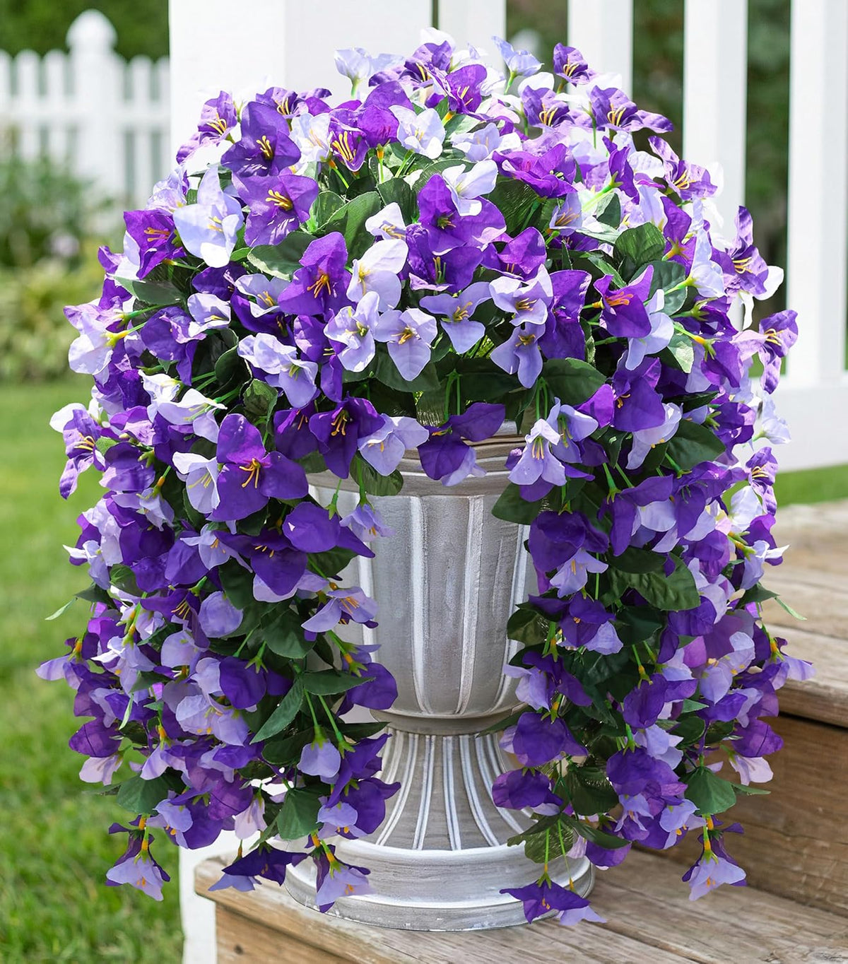 HyeFlora Bougainvillea Artificial Hanging Flowers Plants for Outdoors Decoration, 2pcs Fake Flowers Silk Bougainvillea Vines Realistic UV Resistant Faux Flowers for Outdoor Planters Porch Patio, Mix