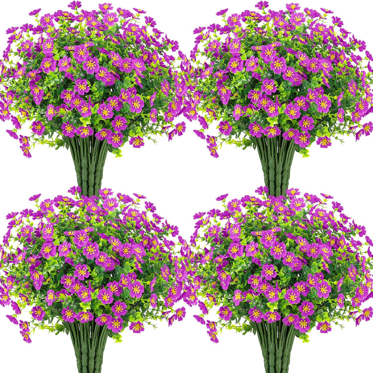 Ouddy Decor 24 Bundles Artificial Silk Flowers for Outdoors, Fake Plants Faux Greenery for Indoor Outside Garden Porch Window Hanging Planter Office Table Home Decor, Yellow