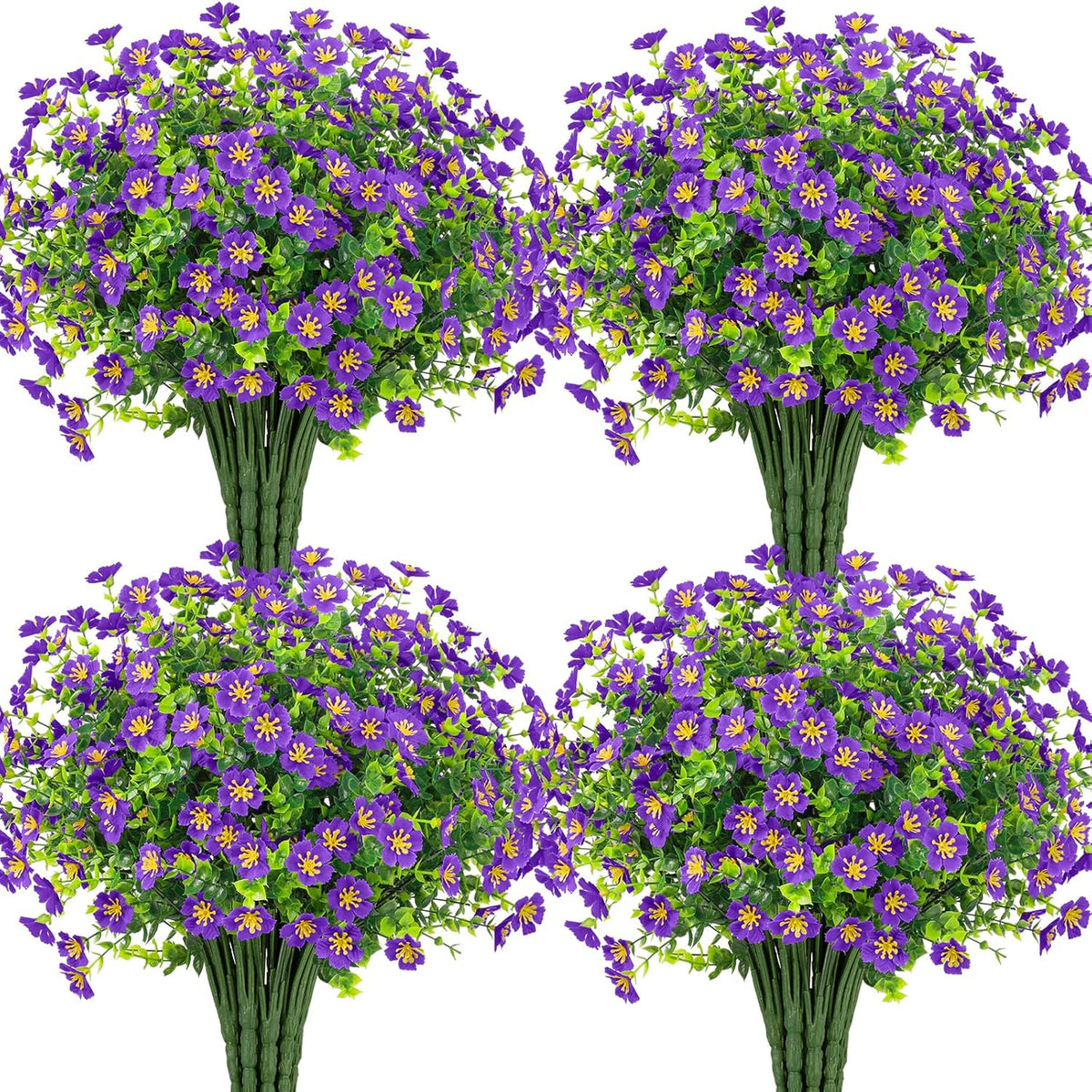 Ouddy Decor 24 Bundles Artificial Silk Flowers for Outdoors, Fake Plants Faux Greenery for Indoor Outside Garden Porch Window Hanging Planter Office Table Home Decor, Yellow