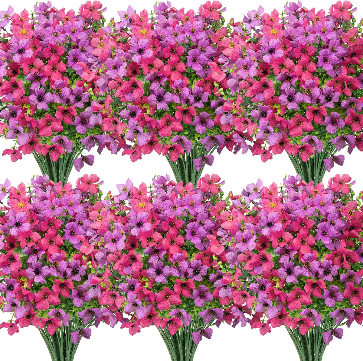 Ouddy Decor 24 Bundles Artificial Flowers for Outdoors Fake Silk Flowers UV Resistant Faux Plastic Plants for Spring Summer Garden Porch Window Box Table Vase Home Indoor Outdoor Decoration, Yellow
