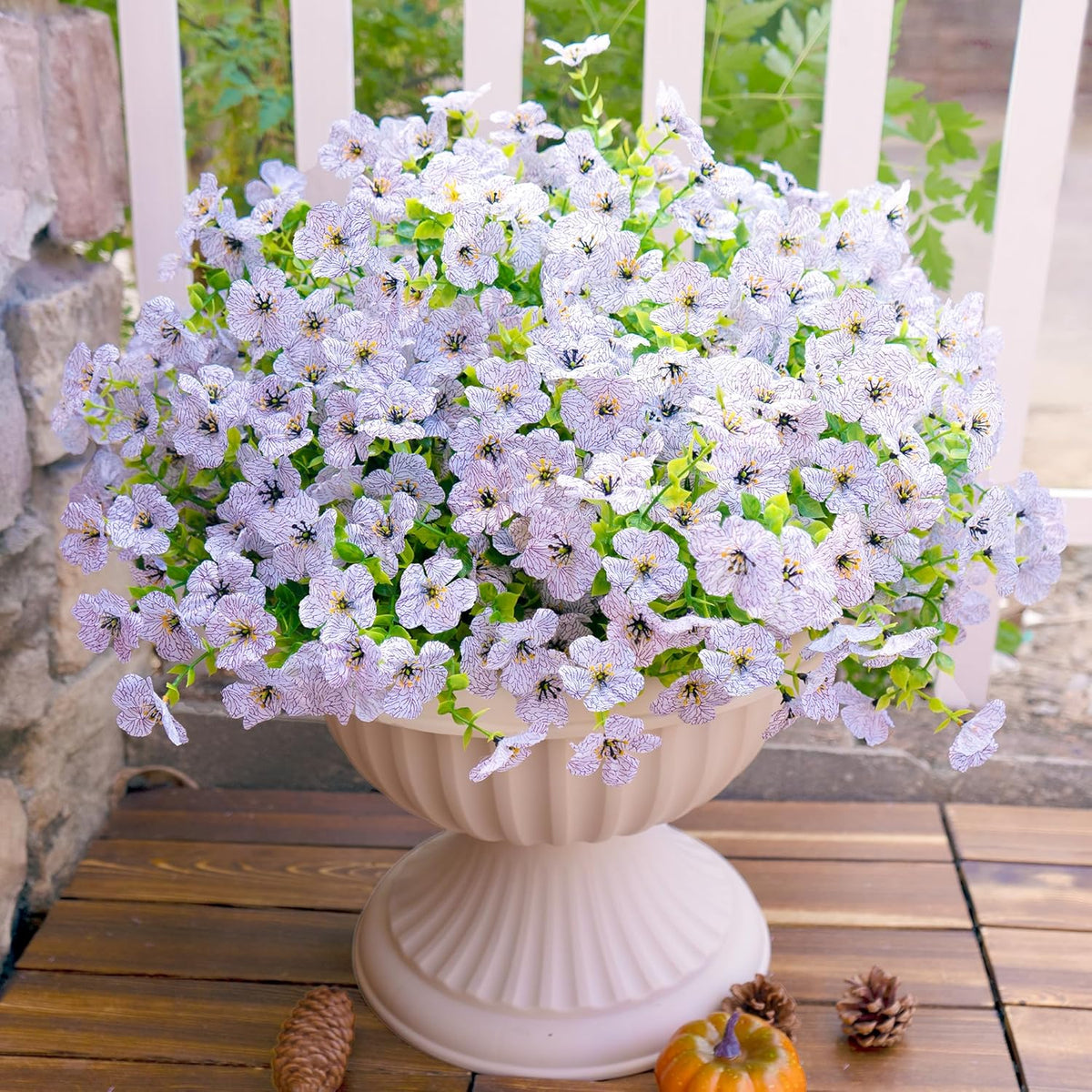 Artificial Faux Flowers Plants for Outdoors Outside Spring Summer Decoration,12 Bundles Silk Daisy Realistic Fake Flowers Plant Greenery UV Resistant for Planters Porch Patio Garden Home(6 Multicolor)