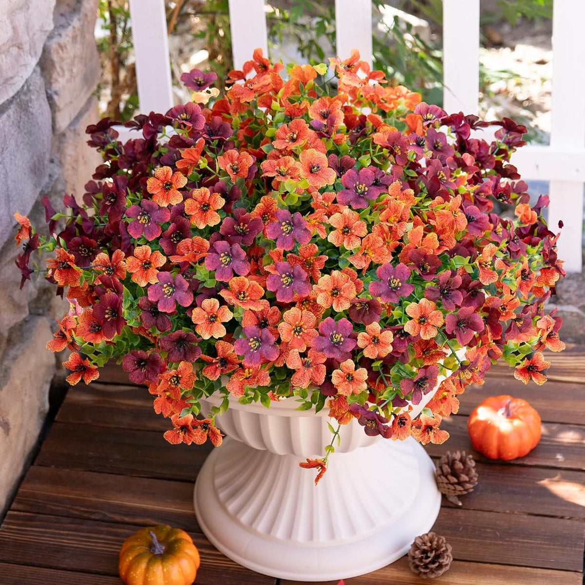 Artificial Faux Flowers Plants for Outdoors Outside Spring Summer Decoration,12 Bundles Silk Daisy Realistic Fake Flowers Plant Greenery UV Resistant for Planters Porch Patio Garden Home(6 Multicolor)