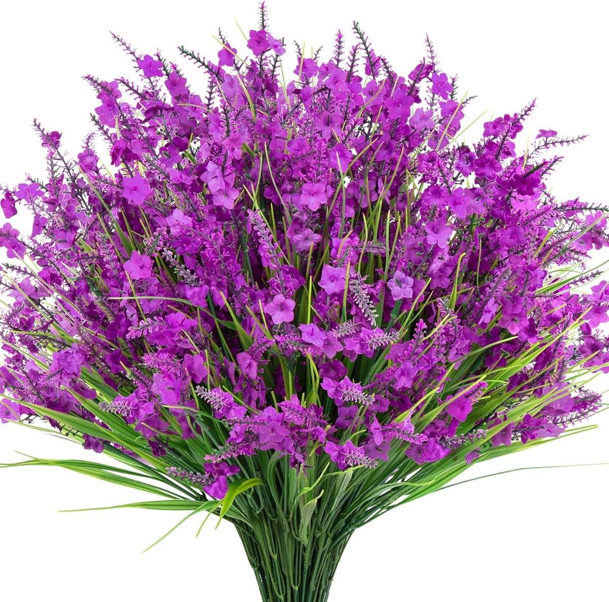 20 Bundles Artificial Lavender Flowers for Outdoors Fake Silk Flowers Faux Plants UV Resistant for Indoor Outside Spring Porch Garden Window Table Box Office Home Decorations, Deep Purple