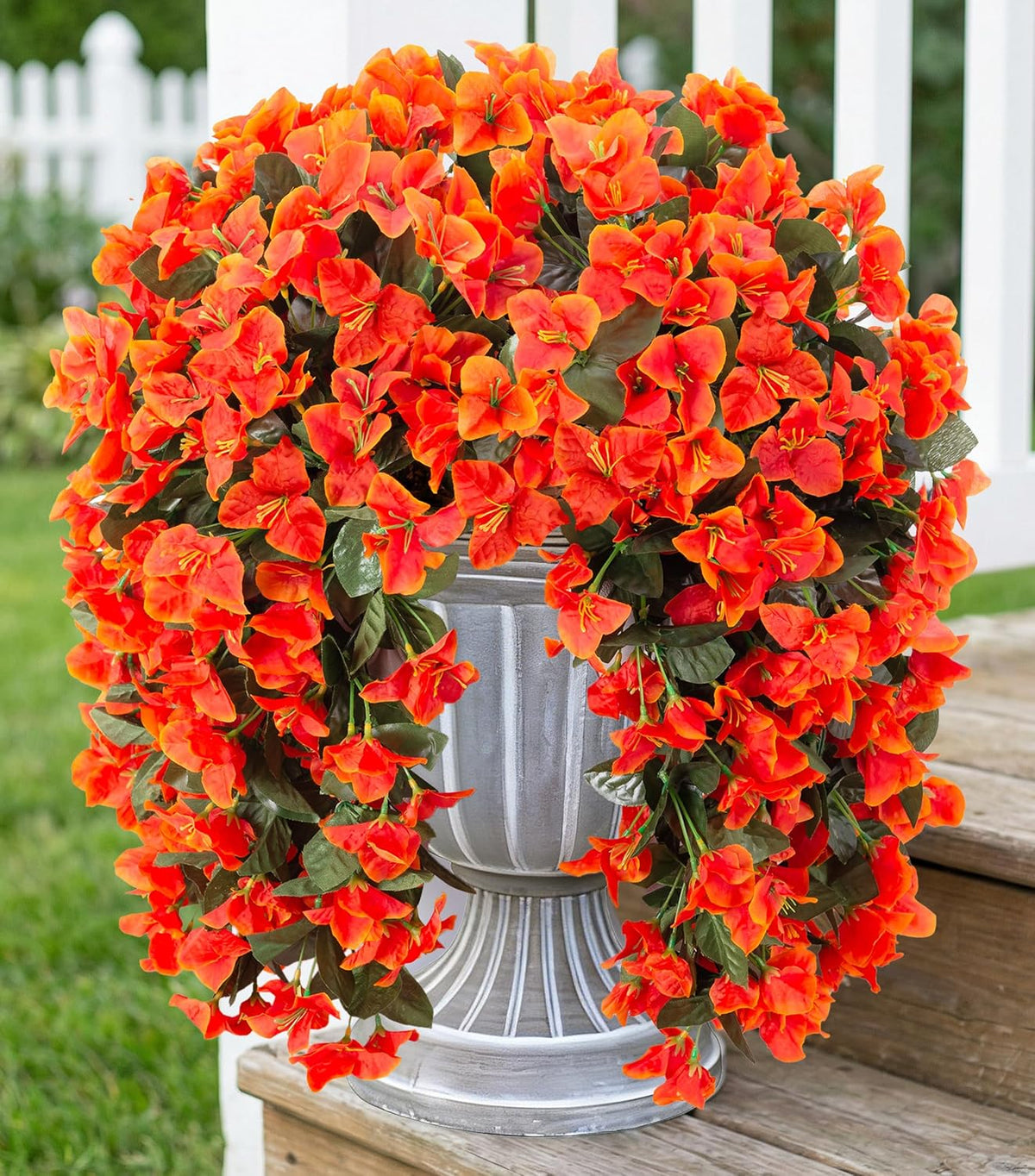 HyeFlora Bougainvillea Artificial Hanging Flowers Plants for Outdoors Decoration, 2pcs Fake Flowers Silk Bougainvillea Vines Realistic UV Resistant Faux Flowers for Outdoor Planters Porch Patio, Mix