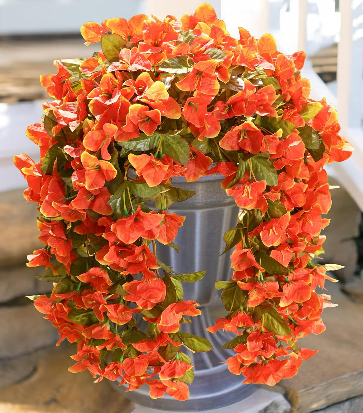 HyeFlora Bougainvillea Artificial Hanging Flowers Plants for Outdoors Decoration, 2pcs Fake Flowers Silk Bougainvillea Vines Realistic UV Resistant Faux Flowers for Outdoor Planters Porch Patio, Mix
