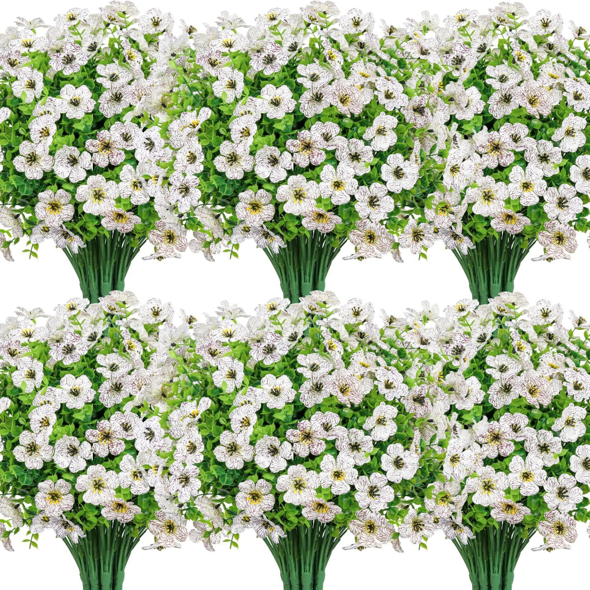 20 Bundles Artificial Flowers for Outdoors Decoration Fake Silk Flowers UV Resistant Faux Plants Artificial Daisy Eucalyptus for Spring Summer Garden Yard Porch Window Home Decor, Mixed
