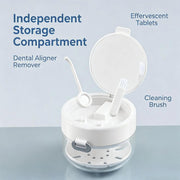 Retainer Cleaner Case Box with Drain Tray, Mirror and Brush for Travel and Daily Use