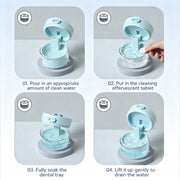 Retainer Cleaner Case Box with Drain Tray, Mirror and Brush for Travel and Daily Use