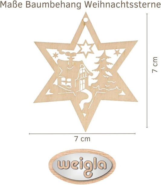 Artisan Wooden Star Ornaments German Holiday Decor Series