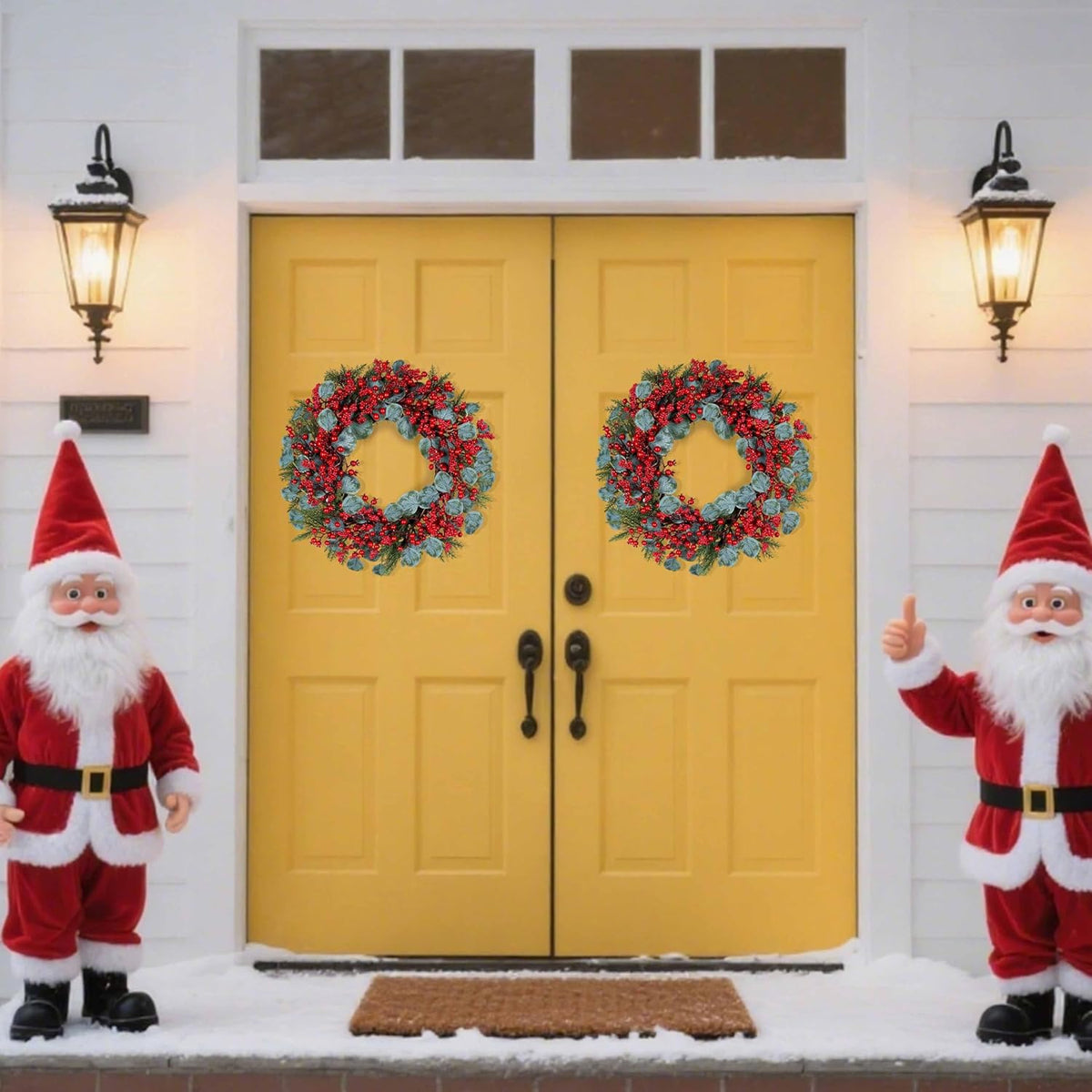 Refined Wreath Red Berries Eucalyptus Holiday Decor Collection