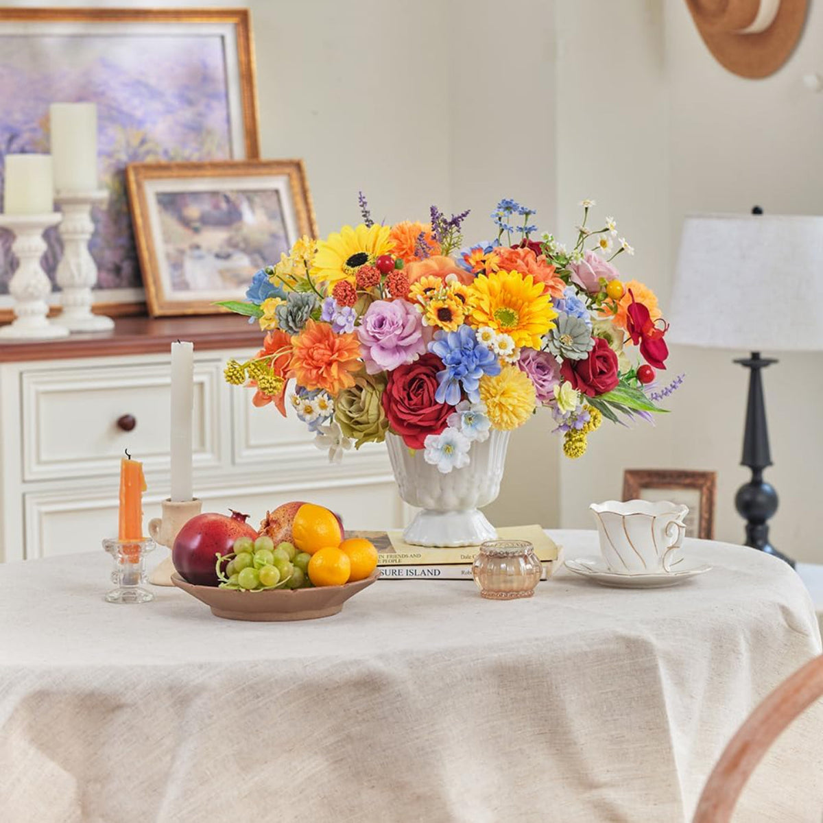 Rustic Artificial Multi Flower Mixed Indoor Decor Selection