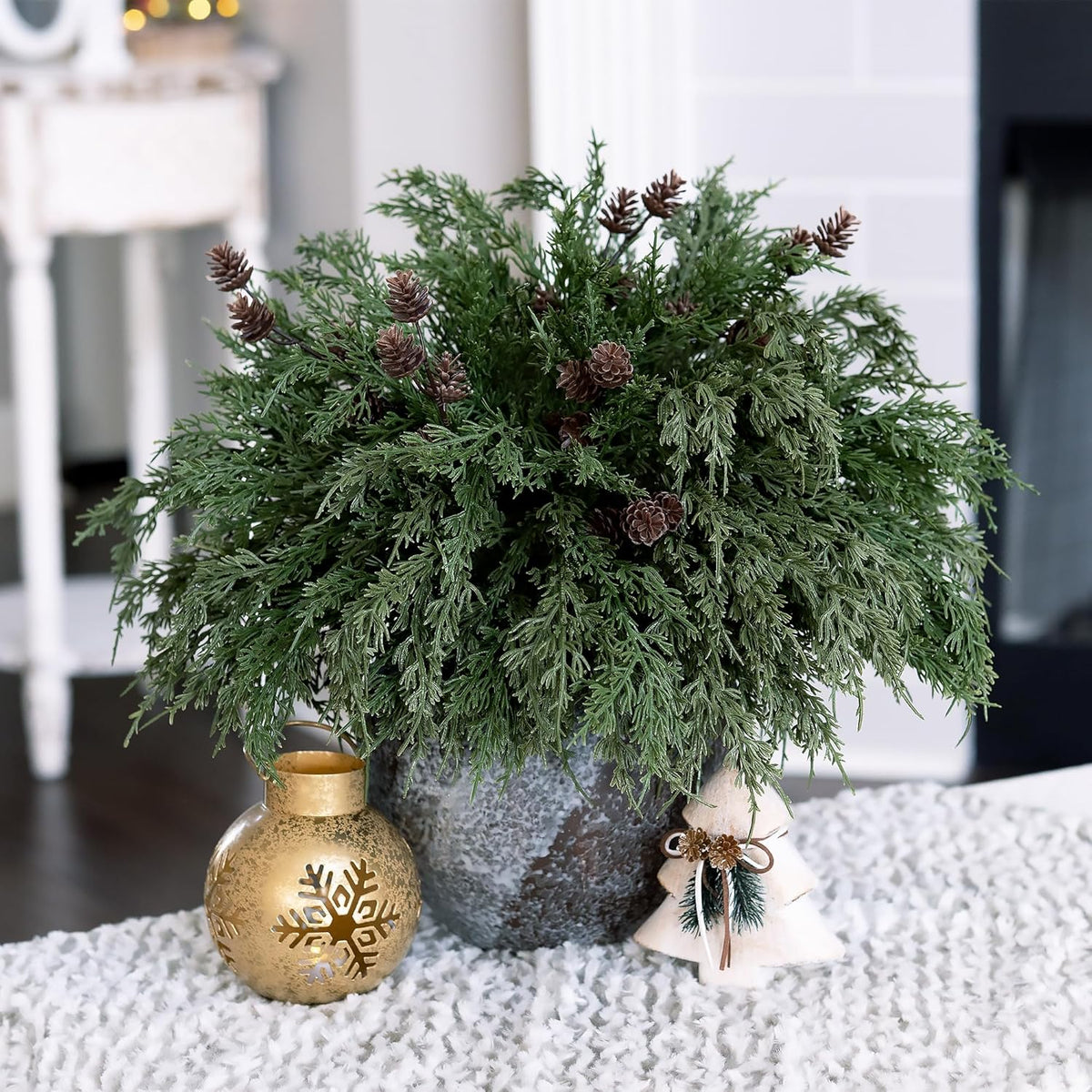 Classic Artificial Cedar Branches Greenery Indoor Decor Collection