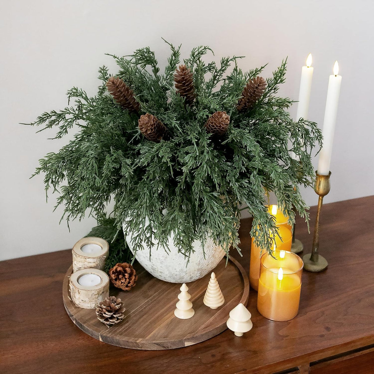 Classic Artificial Cedar Branches Greenery Indoor Decor Collection
