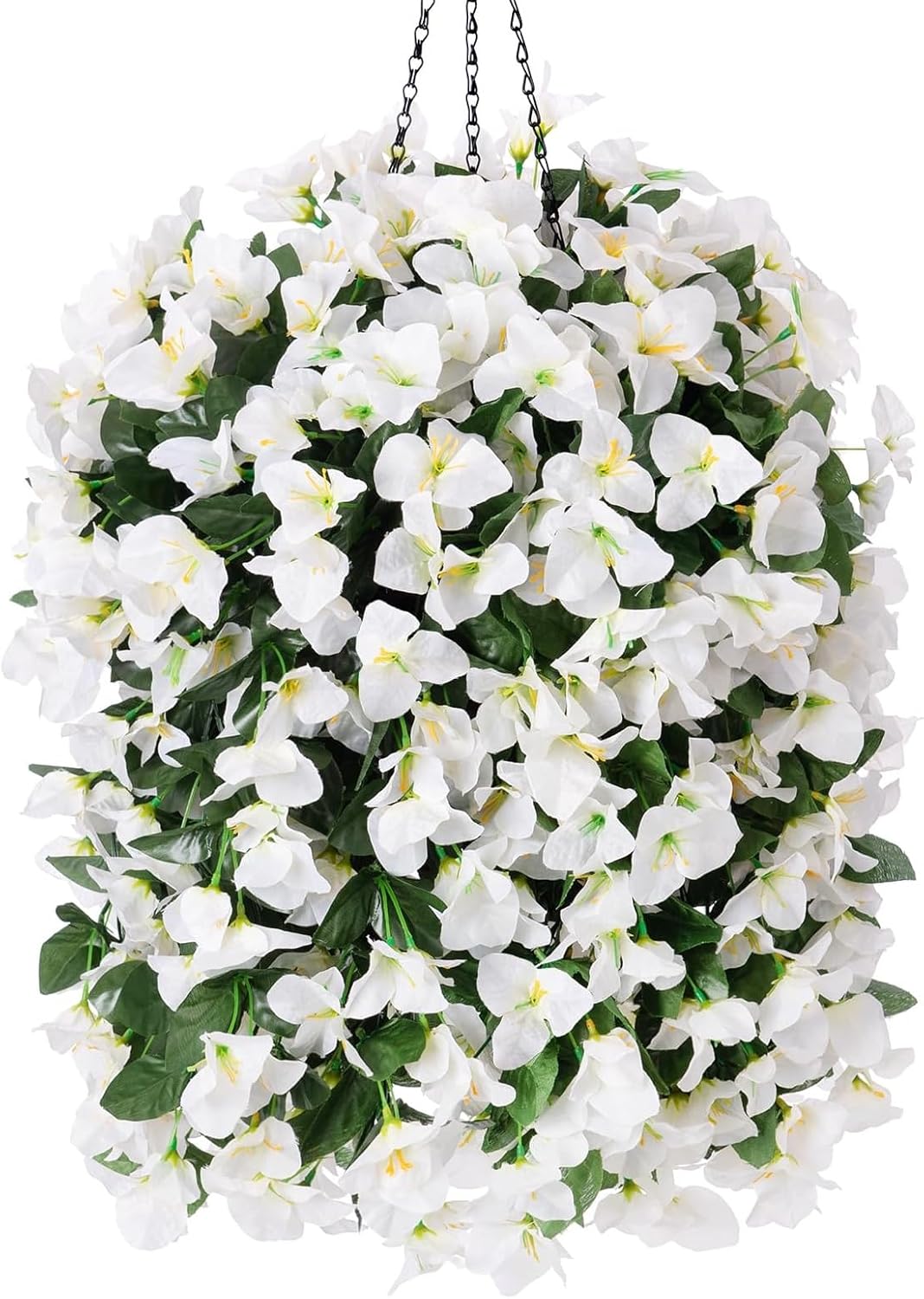 Realistic Artificial Bougainvillea Hanging Basket Outdoor Decor Arrangement