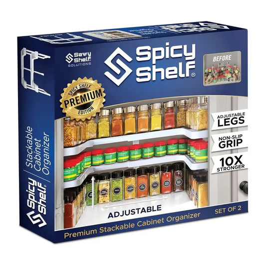 2-Tier Expandable Adjustable Storage Organizer for Cabinet and Pantry - Fits Spices and Supplements
