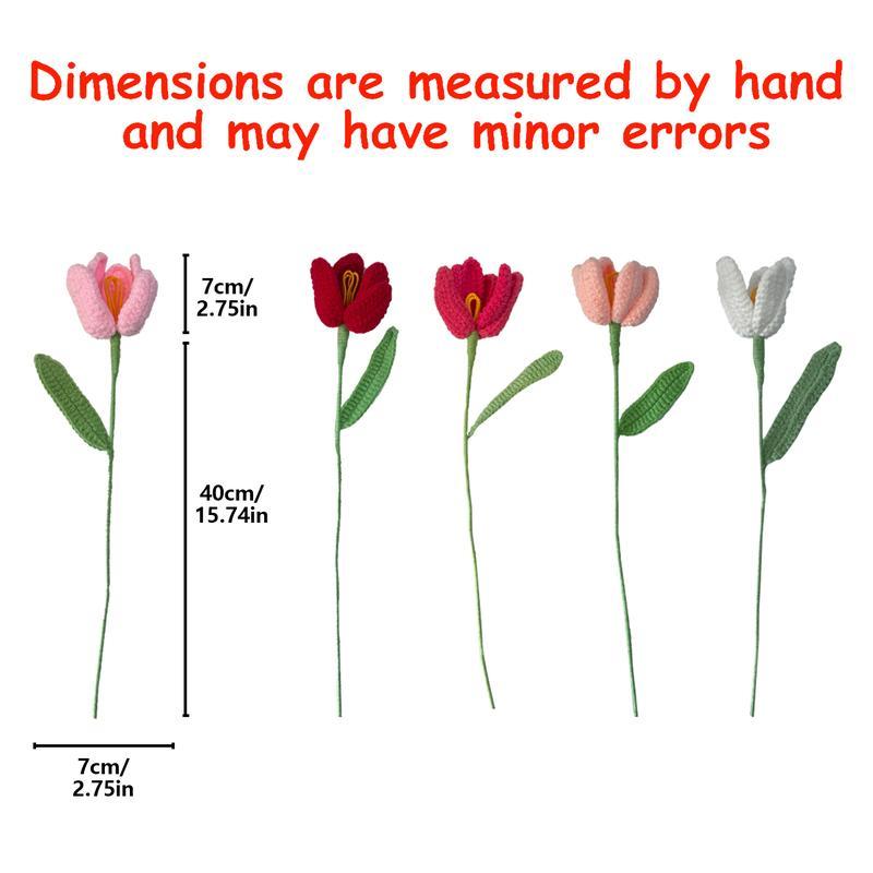 10pcs Handmade Crochet Tulip Artificial Flowers, Decorative Bouquet for Home Decor and Gifts