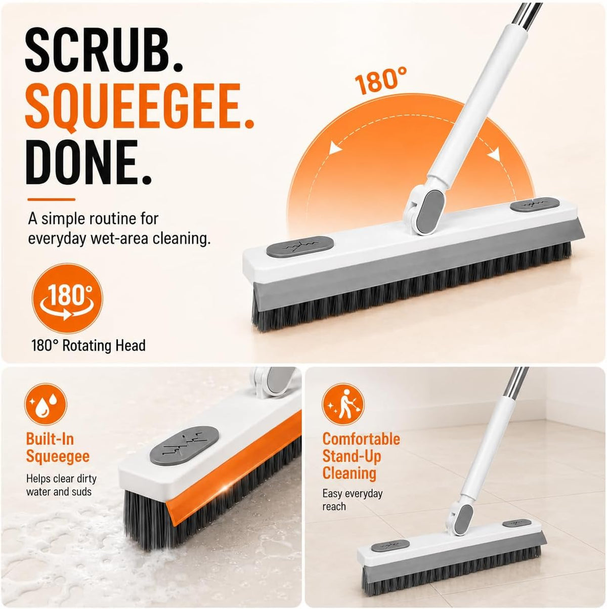 180° Rotating Gap Cleaning Tool - Extendable Adjustable No-Touch Cleaner for Windows and Floors