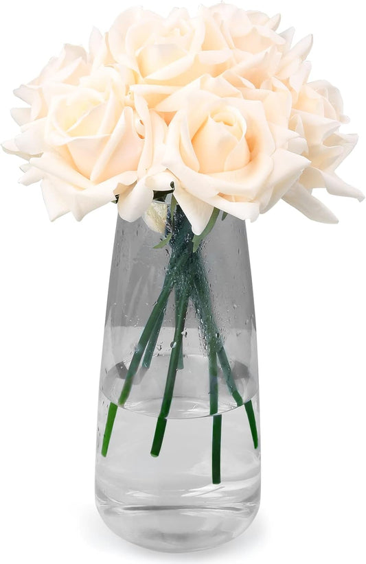 Eyamumo 7pcs Artificial Roses Flowers, Faux Silk Rose Artificial Flower, Real Touch Fake Flowers Decoration DIY for Wedding Party Home Office Decoration Dining Table Centerpiece