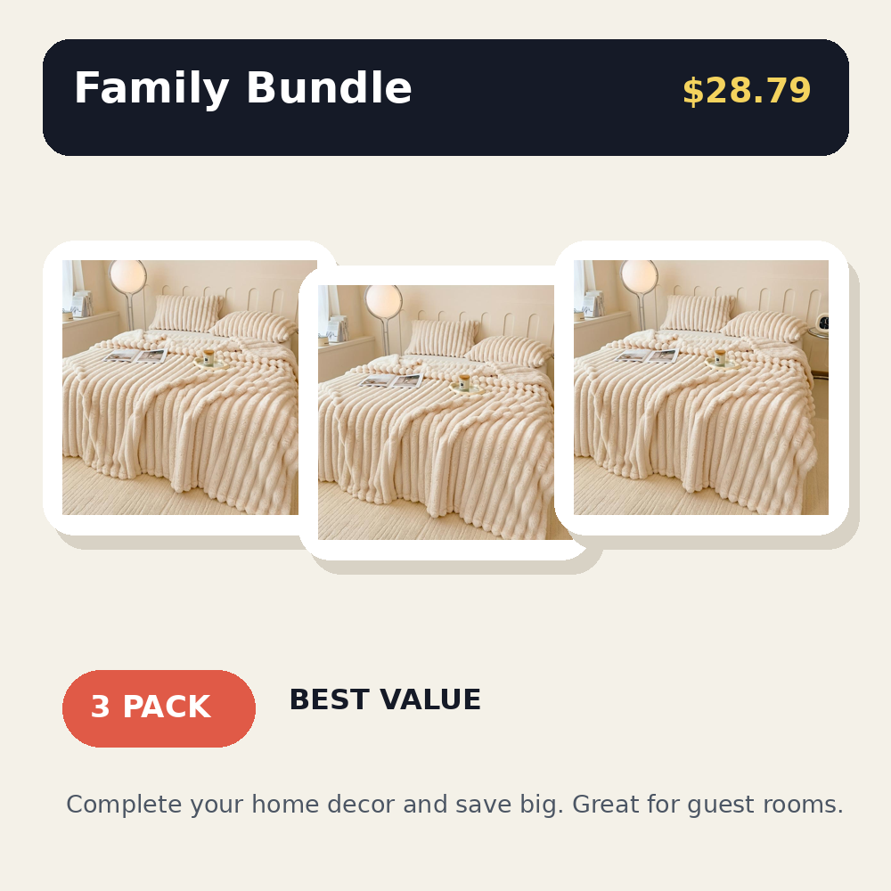 Super Soft Fleece Throw Blanket - Fluffy Stripe Texture Lightweight Blanket for Couch and Bed