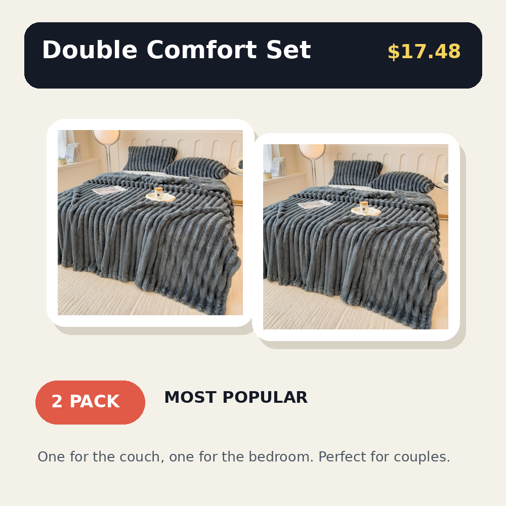 Super Soft Fleece Throw Blanket - Fluffy Stripe Texture Lightweight Blanket for Couch and Bed