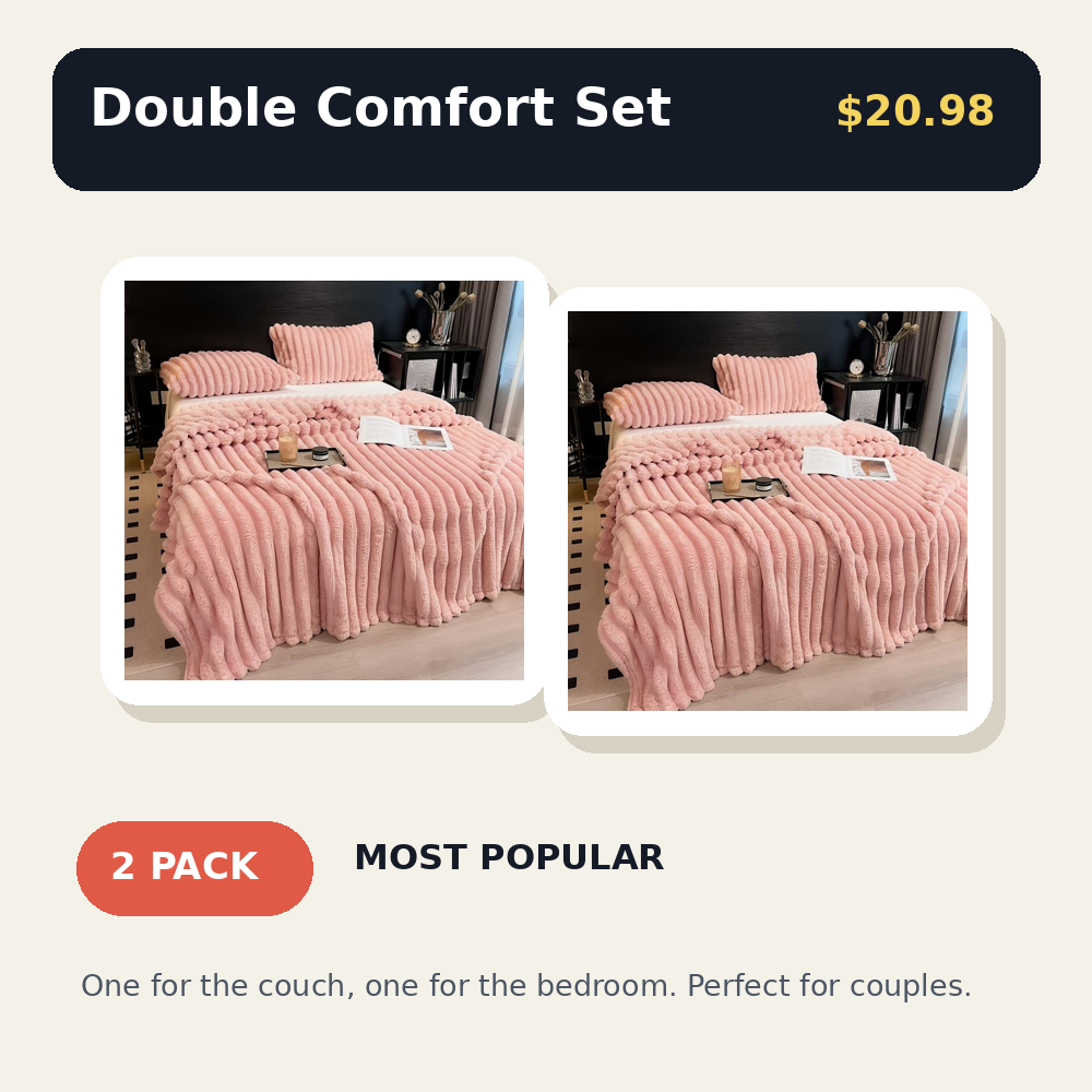 Super Soft Fleece Throw Blanket - Fluffy Stripe Texture Lightweight Blanket for Couch and Bed