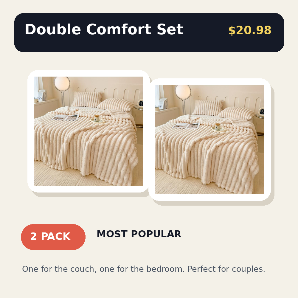 Super Soft Fleece Throw Blanket - Fluffy Stripe Texture Lightweight Blanket for Couch and Bed