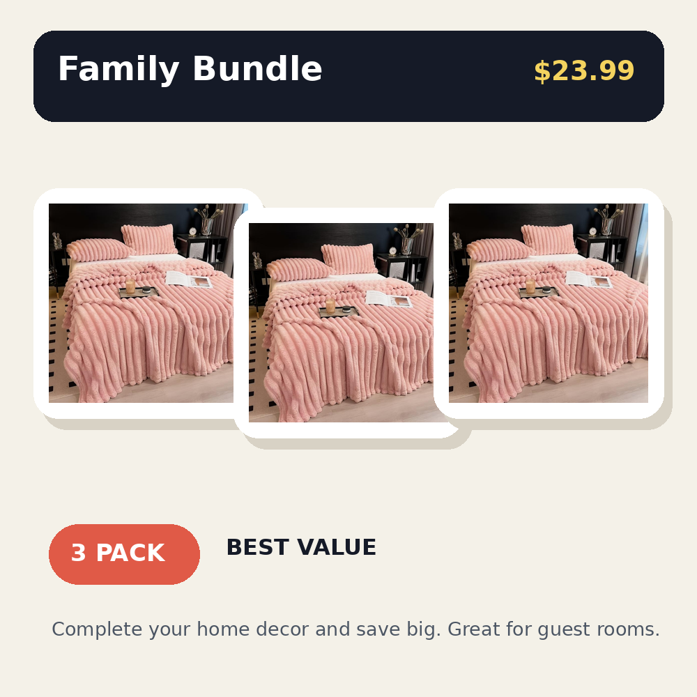 Super Soft Fleece Throw Blanket - Fluffy Stripe Texture Lightweight Blanket for Couch and Bed